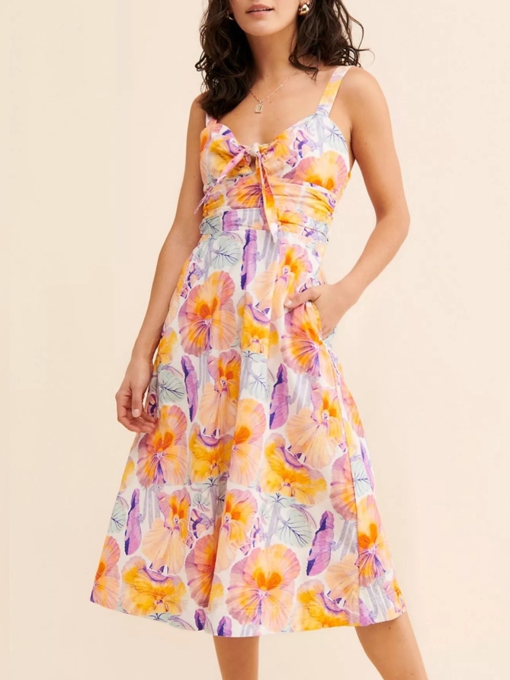 Cecilia Pettersson anthropologie Tie-Front Midi Dress  Floral 6 57134
